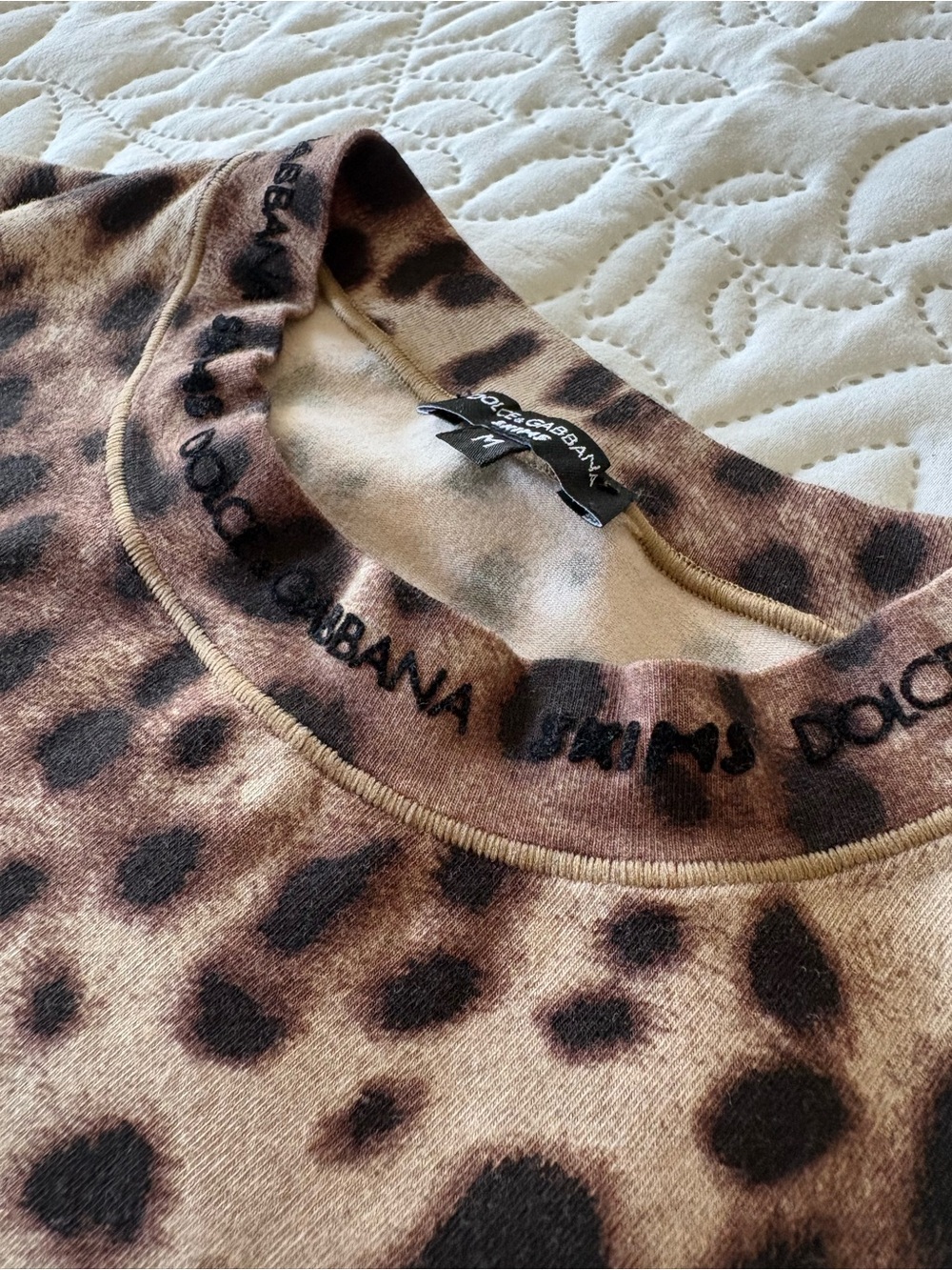 Dolce & Gabbana x SKIMS Leopard Cotton Jersey Long Sleeve Top Size M - Picture 6 of 13
